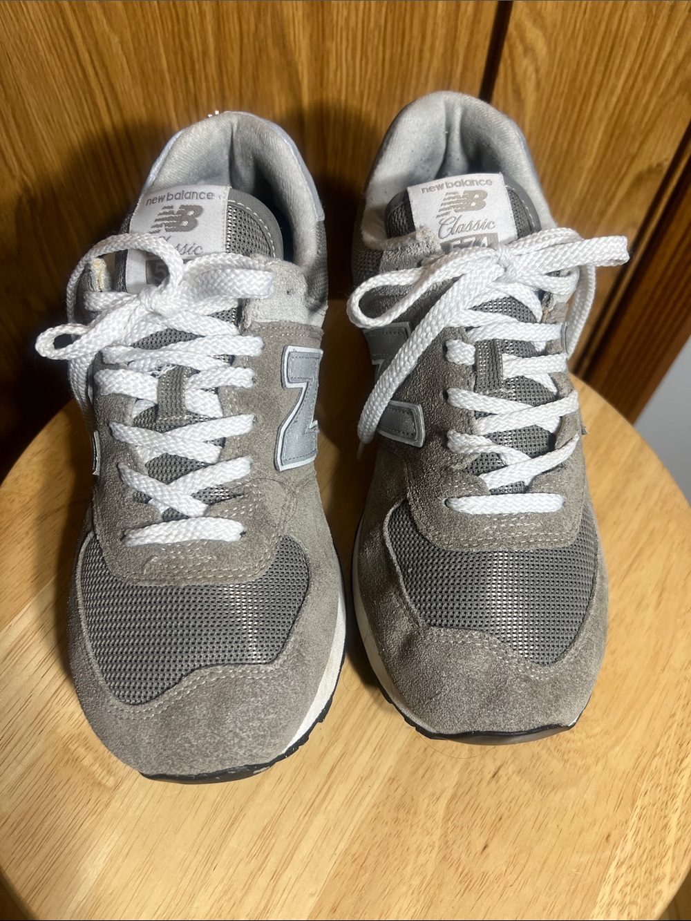 New Balance Gray Suede & Mesh Sneakers